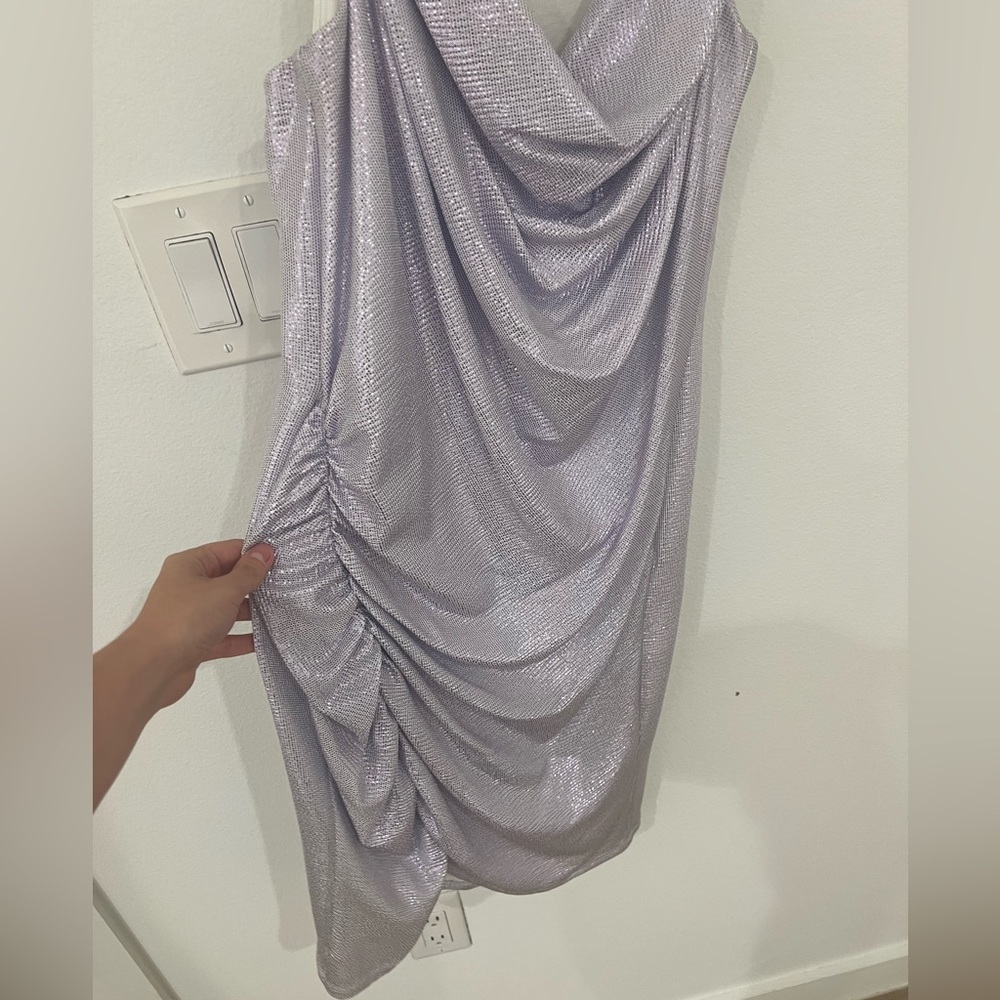 Lavender Cowl Neck Mini Dress - Picture 6 of 9